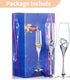 Silver Creative Heart Set with Diamonds Champagne Flutes - Wedding Glasses for Bride & Groom